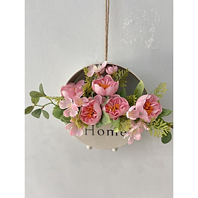 Giỏ hoa cỏ nhân tạo treo tường, để bàn nhiều mẫu đẹp trang trí nhà cửa, ban công, tiểu cảnh GS-01 (tặng đèn+ bướm)
