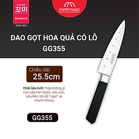 Mua Hàng chính hãng: dao gọt hoa quả GGOMi Hàn Quốc GG355. Lưỡi dao có lỗ  chống dính thực phẩm khi cắt