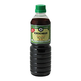 Nước tương ít muối 43 % hiệu Kikkoman - chai nhựa 600ml - Hàng Nhập Khẩu