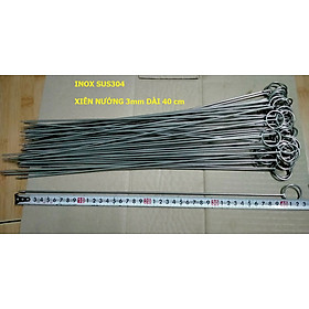 Mua  Combo 20 Que xiên  nướng cá  tôm  nướng thịt bằng inox sus304 đường kính 3mm dài 40cm có móc tròn  trọn đời không sét