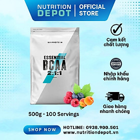 Thực phẩm bổ sung Myprotein Essential BCAA 2:1:1 500g - Phục hồi và phát triển cơ bắp tối ưu - Nutrition Depot Vietnam