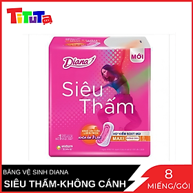 Băng vệ sinh Diana Siêu thấm Maxi (dày) không cánh 8 miếng/gói