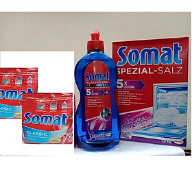 Combo bột rửa bát 2,4 kg , muối , dầu bóng somat 500ml