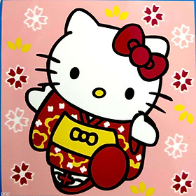 Mua Tranh sơn dầu số hóa cho bé tự tô có khung - 20x20cm nhiều mẫu SD4 - SDCB064 Kitty đỏ