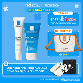 Bộ đôi kem dưỡng giúp giảm mụn đầu đen, giảm bóng nhờn La Roche-Posay Effaclar K+ 40ml và Gel rửa mặt dành cho da dầu mụn Effaclar Gel 50ml