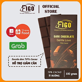 Kẹo socola đắng 70% 100g, dark chocolate 70% ít đườngg ăn vặt văn phòng FIGO