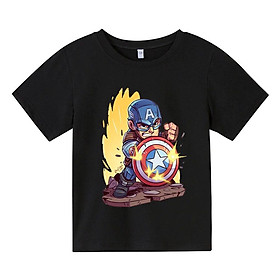 Áo thun cho bé, Áo thun trẻ em CAPTIAN AMERICA CHIBI, 4 màu, có size người lớn, Anam Store