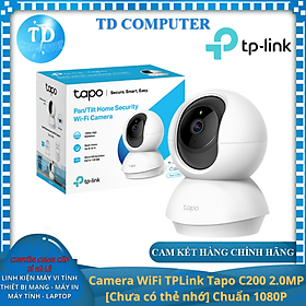 Mua Camera WiFi TPLink Tapo C200 2.0MP  Chưa có thẻ nhớ  Chuẩn 1080P Đèn hồng ngoại Âm thanh 2 chiều - Hàng chính hãng FPT phân phối