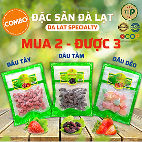 COMBO 3 GÓI KẸO DÂU ĐẶC SẢN ĐÀ LẠT KẸO DÂU DẺO, DÂU TÂY, DÂU TẰM TÂN LỘC