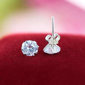 Bông tai nữ bạc 925 - Khuyên tai bạc nữ đẹp đính đá BTN0044