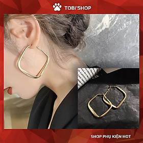 Khuyên tai nữ bông tai hình học vuông mạ màu vàng TB69 - TOBI'SHOP