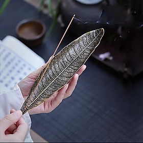 Mua ĐẾ CẮM NHANG   THẮP HƯƠNG CHIẾC LÁ BẰNG ĐỒNG MÀU VÀNG