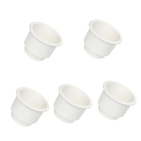 5 Pieces White Side Hole Recessed Cup Drink Holder For Marine Boat Car RV