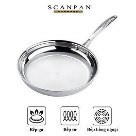 Chảo inox 3 lớp Scanpan Impact dùng bếp từ 20/24/26/28cm, inox 18/10 chống xước, an toàn trong máy rửa bát