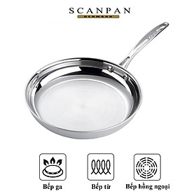 Chảo inox cao cấp Scanpan Fusion 28cm 74002800, đúc liền thân đáy 5 lớp, dùng bếp từ, an toàn máy rửa bát