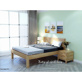 Giường ngủ gỗ sồi mẫu đơn giản, hàng giá xưởng báo chất lượng