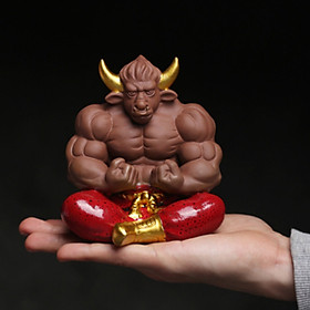 Tượng Ngưu Ma Vương bằng gốm tử sa 13.5cm