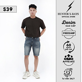 Quần Short Jeans Nam Cao Cấp HUNTER X-RAYS Form Slimfit Thun Nhẹ Xanh Căn Bản S39