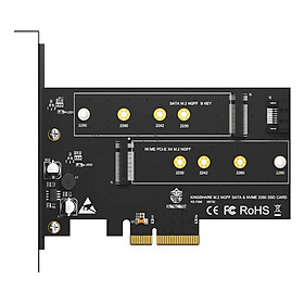 Adapter Kingshare Chuyển Đổi SSD M2 NVMe + M2 sata To PCIe 3.0 x 4 (2 Slot ) - Hàng Nhập Khẩu