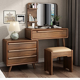 Mua LUX.    Bàn trang điểm gỗ tự nhiên cao cấp - Bàn trang điểm hiện đại (kt 130x37x56cm)