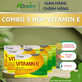 Combo 5 hộp Viên uống đẹp da VITAMIN E - Germany Pharma (Hộp 3 vỉ x 10 viên)