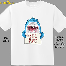 FREE KISS, mã G179. Áo thun in hình Cá Mập siêu đẹp cho nam nữ, form unisex. Áo phông hàng hiệu GOKING. Quà tặng cao cấp cho gia đình, cặp đôi, hội nhóm, doanh nghiệp