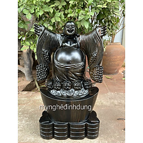 Tượng phật di lặc nghênh hỷ bằng gỗ mun hoa kt cao 50 cm 