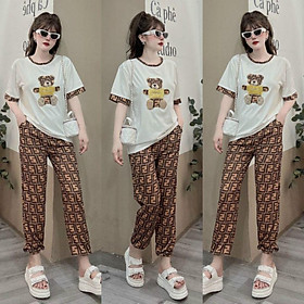 SET BỘ THỜI TRANG FOM RỘNG PHỐI HỌA TIẾT GẤU THÊU