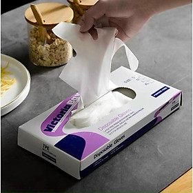 Mua Bao Tay Siêu Dai Dùng 1 Lần Làm Bếp Nấu ăn Vệ Sinh  Hộp 100 Găng Tay Cao Su TPE Victoria Bay 
