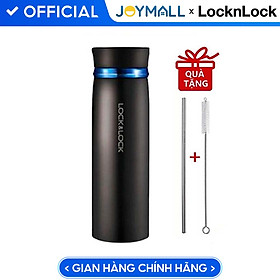 Bình Giữ Nhiệt Lock&Lock Feather Light LHC4131 (450ml) - Hàng Chính Hãng, Bằng Thép Không Gỉ, Có Lưới Lọc Trà, Trọng Lượng Nhẹ Hoàn Hảo, Giữ Nóng Và Giữ Lạnh Tốt - Tặng Kèm Ống Hút Và Cọ Rửa Ống Hút - Đen xanh