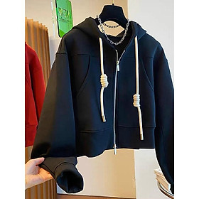 Áo Khoác hoodie croptop Nữ túi trước siêu bự mẫu trơn chất mịn mềm
