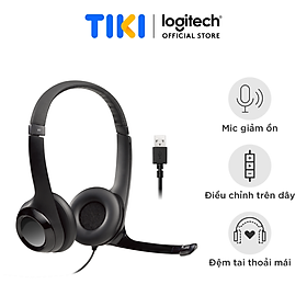 Mua Tai nghe có dây Logitech H390 dành cho PC  Laptop  âm thanh nổi với Micrô khử tiếng ồn  USB-A  các nút điều khiển trên dây - Hàng chính hãng
