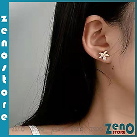 Khuyên tai ZenO bạc Ý phong cách Hàn Quốc, hoa tai hình chiếc lá chất liệu bạc S925