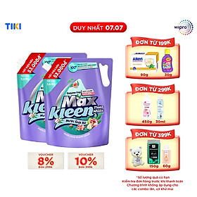Combo 2 Túi Nước Giặt Xả MaxKleen Thiên nhiên 3.6kg