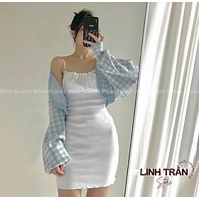 Sét Đầm 2 Dây Mix Áo Khoác Tay Dơi Váy 2 Dây Dáng Ôm Mix Áo Tay Dơi Linh Trần Store