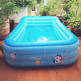 Bể bơi phao cho bé swimming pool KT 262*165*60cm tặng bơm điện, lọ keo và 2 miếng dán