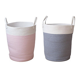 2pcs Cotton Rope Basket Baby Kids Toys Laundry Basket Woven Basket Nursery Bin L