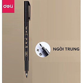 Bút viết thư pháp chữ Hán Calligraphy Deli - brush pen nhiều kích cỡ ngòi, có thể đổ thêm mực Deli 1 cây