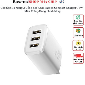 Mua Cốc Sạc Đa Năng 3 Cổng Sạc Baseus Compact Charger 17W - Hàng chính hãng