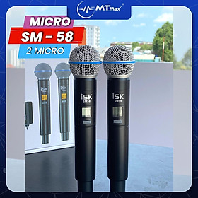 Micro ISK SM58 Không Dây, Phiên Bản 2 Micro dùng cho hát karaoke gia đình sân khấu hút âm tốt 