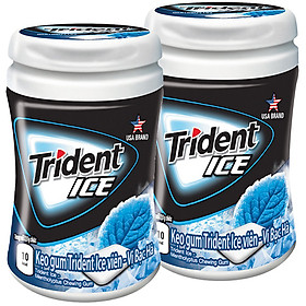 Combo 2 Hộp Kẹo Gum Trident Ice Viên - Vị Bạc Hà (Hộp 40 Viên)