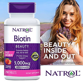 Hỗ trợ mọc tóc Natrol Biotin Beauty giúp tóc mọc nhanh dài, dày hơn,   làn da rạng rỡ và móng tay chắc khỏe - Massel Official