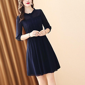 Đầm nữ đầm dự tiệc đầm công sở đầm xòe tay lỡ phối ren ngực