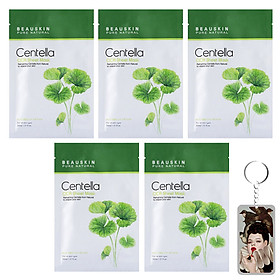 Hộp 5 mặt nạ Beauskin Centella Cica Sheet Mask Hàn Quốc 5x30ml tặng kèm móc khoá