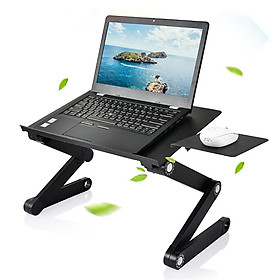 LAPTOP DESK ADJUSTABLE PORTABLE COMPUTER STAND 360 DEGREE ROTATION Black