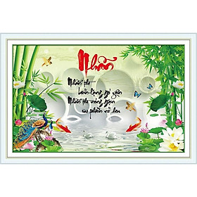 Mua tranh đính đá Nhẫn thì biển lặng gió yên   Nhẫn thì nóng giận ưu phiền nở hoa - chưa đính