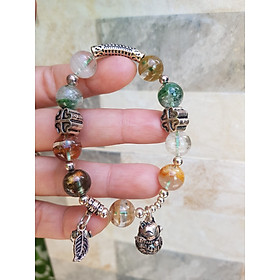 Vòng tay phong thủy may mắn đá thạch anh Ưu linh tự nhiên Charm bạc kiểu hình chiếc lá mèo may mắn hoa đẹp lắm ạ Nữ đeo lên tay vừa đẹp vừa sang tốt cho sưc khỏe, may mắn và phong cách trẻ trung sang trọng ạ