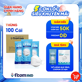 Thùng 100 Khẩu Trang KF94 EcomMed (10 Bịch) - Đạt Chuẩn FDA Hoa Kỳ