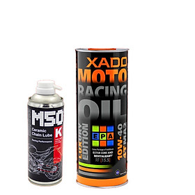Combo Dầu nhớt nhập khẩu Hà Lan cao cấp Xado Racing 10w40 hồi phục động cơ + Xịt sên phủ sứ cao cấp Voltronic M50 (M50k)