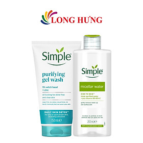 Combo Sữa rửa mặt Simple Purifying Gel Wash (150ml) + Nước tẩy trang Simple Micellar Water (200ml) - Hàng chính hãng